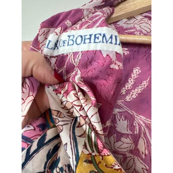 NEW Alix Of Bohemia Mila Patchwork Round Neck Tie Mini Dress Multi Color Size XS - Picture 6 of 8